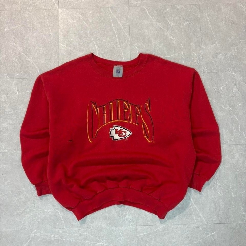 90's Red and yellow vintage Kansas City Chiefs crewneck sweatshirt #NFL